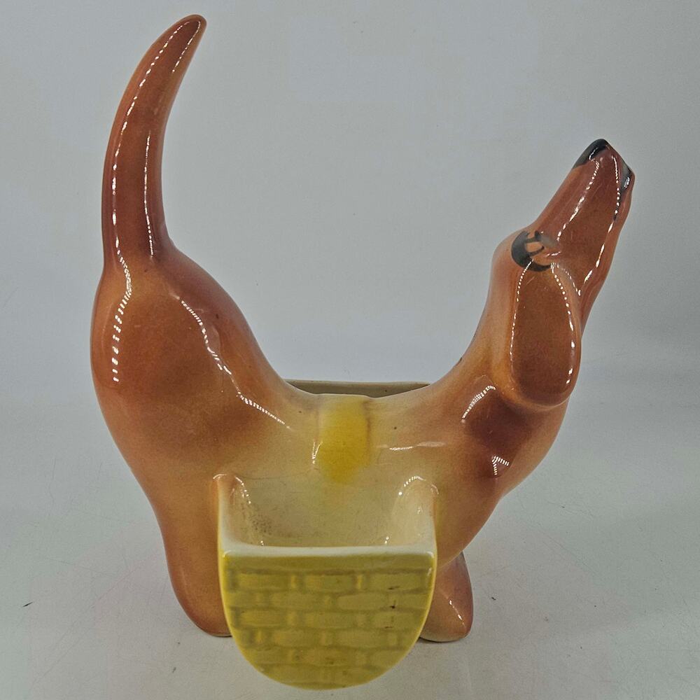 Vintage Mid-Century Modern Hirsch Rover Dachshund Ceramic Caddy Valet Planter